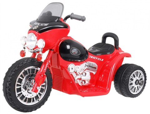 Motorek Chopper na akumulator dla dzieci Czerwony + 3 koła + Dźwięki + Światła LED Motorek Chopper na akumulator dla dzieci Czerwony + 3 koła + Dźwięki + Światła LED
