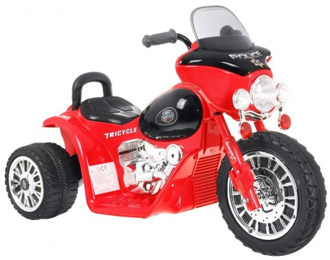 Motorek Chopper na akumulator dla dzieci Czerwony + 3 koła + Dźwięki + Światła LED Motorek Chopper na akumulator dla dzieci Czerwony + 3 koła + Dźwięki + Światła LED