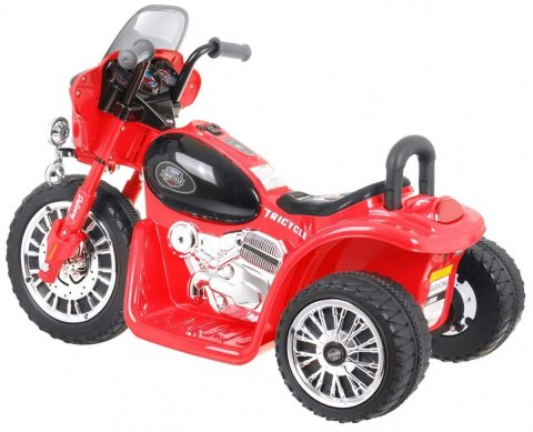 Motorek Chopper na akumulator dla dzieci Czerwony + 3 koła + Dźwięki + Światła LED Motorek Chopper na akumulator dla dzieci Czerwony + 3 koła + Dźwięki + Światła LED
