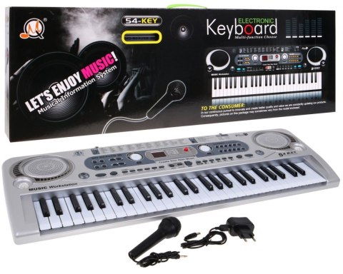 Srebrny Keyboard dla dzieci 5+ Mikrofon + Nagrywanie USB - model nr 824 Srebrny Keyboard dla dzieci 5+ Mikrofon + Nagrywanie USB - model nr 824
