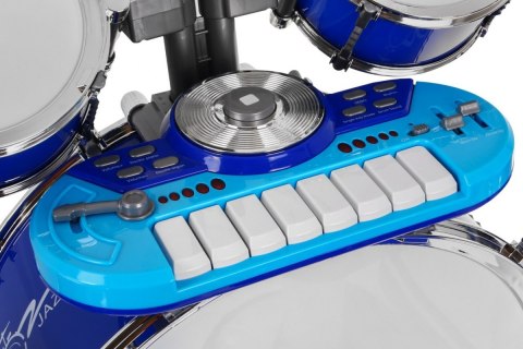 Zestaw muzyczny Perkusja + Keyboard + Mikrofon dla dzieci 3+ niebieski Dźwięki Światła Zestaw muzyczny Perkusja + Keyboard + Mikrofon dla dzieci 3+ niebieski Dźwięki Światła