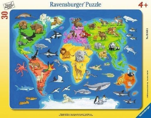 Puzzle 30 Mapa Świata zwierząt Puzzle 30 Mapa Świata zwierząt