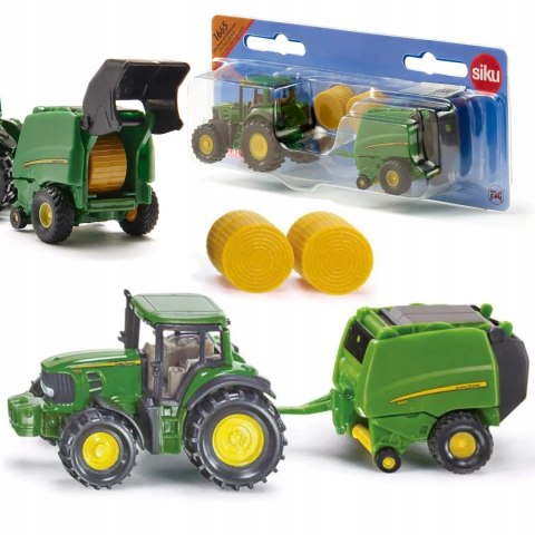 Siku Farmer Traktor z John Deere z prasą metal model S1665 Siku Farmer Traktor z John Deere z prasą metal model S1665