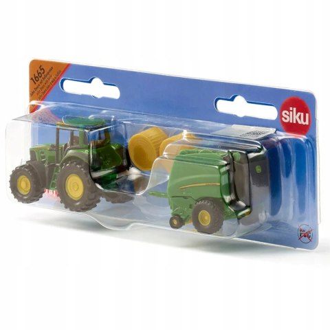 Siku Farmer Traktor z John Deere z prasą metal model S1665 Siku Farmer Traktor z John Deere z prasą metal model S1665