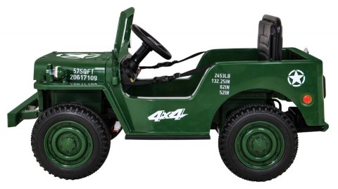 Autko Wojskowe Retro dla dzieci Zielony + Napęd 4x4 + Pilot + 2 Bagażniki + Wolny Start + MP3 LED