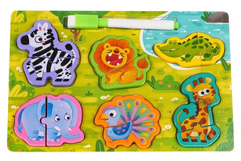 Drewniana Tablica + Puzzle Safari Drewniana Tablica + Puzzle Safari