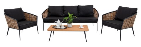 Duży Zestaw Mebli Ogrodowych Aluminiowe Sofa + Dwa Fotele + Stolik Duży Zestaw Mebli Ogrodowych Aluminiowe Sofa + Dwa Fotele + Stolik
