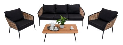 Duży Zestaw Mebli Ogrodowych Aluminiowe Sofa + Dwa Fotele + Stolik Duży Zestaw Mebli Ogrodowych Aluminiowe Sofa + Dwa Fotele + Stolik