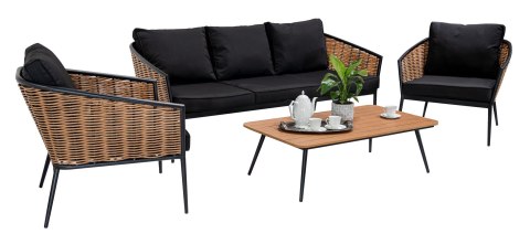 Duży Zestaw Mebli Ogrodowych Aluminiowe Sofa + Dwa Fotele + Stolik Duży Zestaw Mebli Ogrodowych Aluminiowe Sofa + Dwa Fotele + Stolik