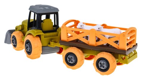 Rozkręcany traktor z łyżką i przyczepą + śrubokręt + owieczki Zabawka dla dzieci 3+ Rozkręcany traktor z łyżką i przyczepą + śrubokręt + owieczki Zabawka dla dzieci 3+