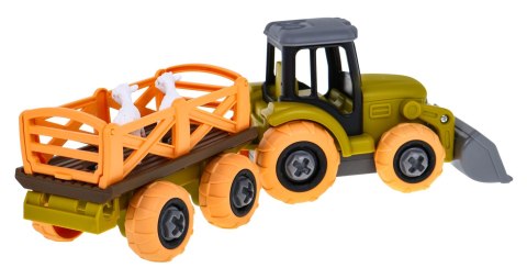Rozkręcany traktor z łyżką i przyczepą + śrubokręt + owieczki Zabawka dla dzieci 3+ Rozkręcany traktor z łyżką i przyczepą + śrubokręt + owieczki Zabawka dla dzieci 3+