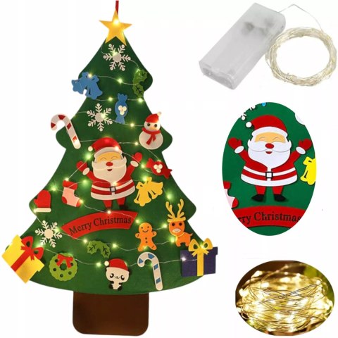 Choinka filcowa mata łańcuch led ozdoba dekoracja dla dzieci 85cm C3M Choinka filcowa mata łańcuch led ozdoba dekoracja dla dzieci 85cm C3M