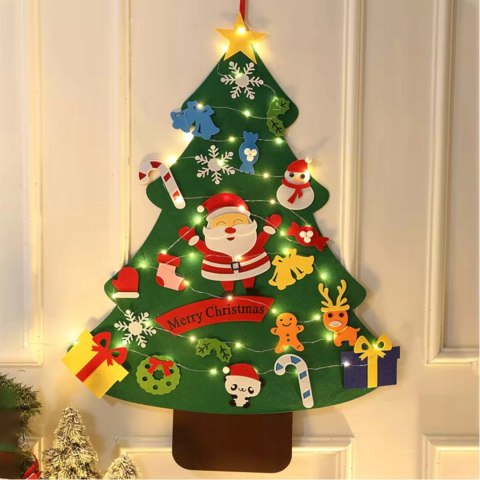 Choinka filcowa mata łańcuch led ozdoba dekoracja dla dzieci 85cm C3M Choinka filcowa mata łańcuch led ozdoba dekoracja dla dzieci 85cm C3M