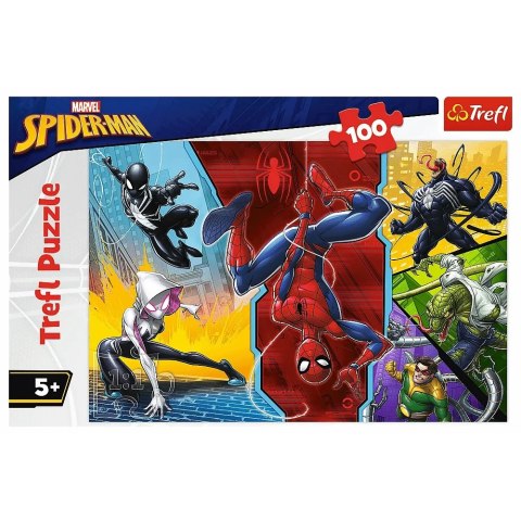Puzzle Trefl Marvel Spider-Man 100 elementów Do góry nogami 16347 Puzzle Trefl Marvel Spider-Man 100 elementów Do góry nogami 16347