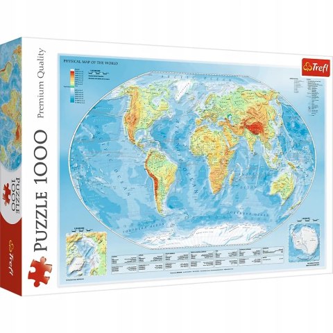 Puzzle mapa fizyczna świata 1000 elementów Trefl 10463 Puzzle mapa fizyczna świata 1000 elementów Trefl 10463