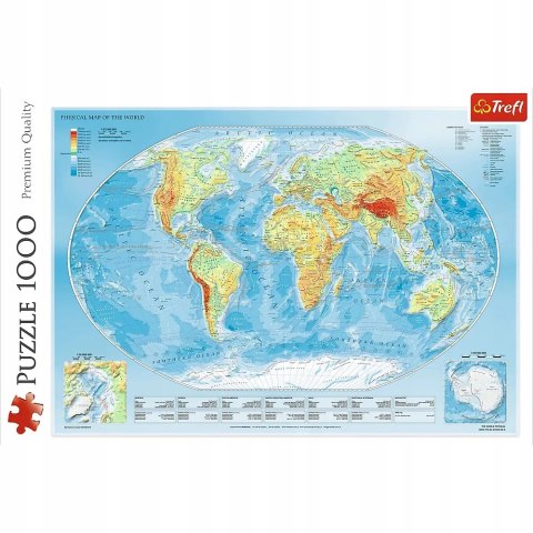 Puzzle mapa fizyczna świata 1000 elementów Trefl 10463 Puzzle mapa fizyczna świata 1000 elementów Trefl 10463
