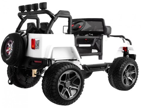 Auto terenowe typu jeep Monster 4x4 dla dzieci Biały + Pilot + Regulacja siedzenia + Wolny Start + MP3 LED + Bagażnik + Plecak Auto terenowe typu jeep Monster 4x4 dla dzieci Biały + Pilot + Regulacja siedzenia + Wolny Start + MP3 LED + Bagażnik + Plecak