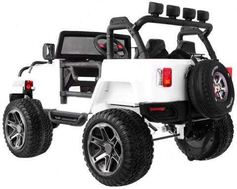 Auto terenowe typu jeep Monster 4x4 dla dzieci Biały + Pilot + Regulacja siedzenia + Wolny Start + MP3 LED + Bagażnik + Plecak Auto terenowe typu jeep Monster 4x4 dla dzieci Biały + Pilot + Regulacja siedzenia + Wolny Start + MP3 LED + Bagażnik + Plecak